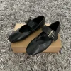 Ballerines pour femmes Design boucle sangle noir cuir souple léger et confortable 2025 été chaussures pour dames