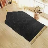 tapis de prière imprimé épais en peluche avec tapis de prière irrégulier en flanelle à pampilles