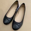 ballerine élégante à nœud papillon pour femmes, bout rond plat, mocassins confortables à enfiler pour dames, mules simples en cuir
