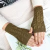 gants d'hiver chauffe mains pour femmes, mitaines en fausse laine tricotée, à la mode, sans doigts, nouvelle collection