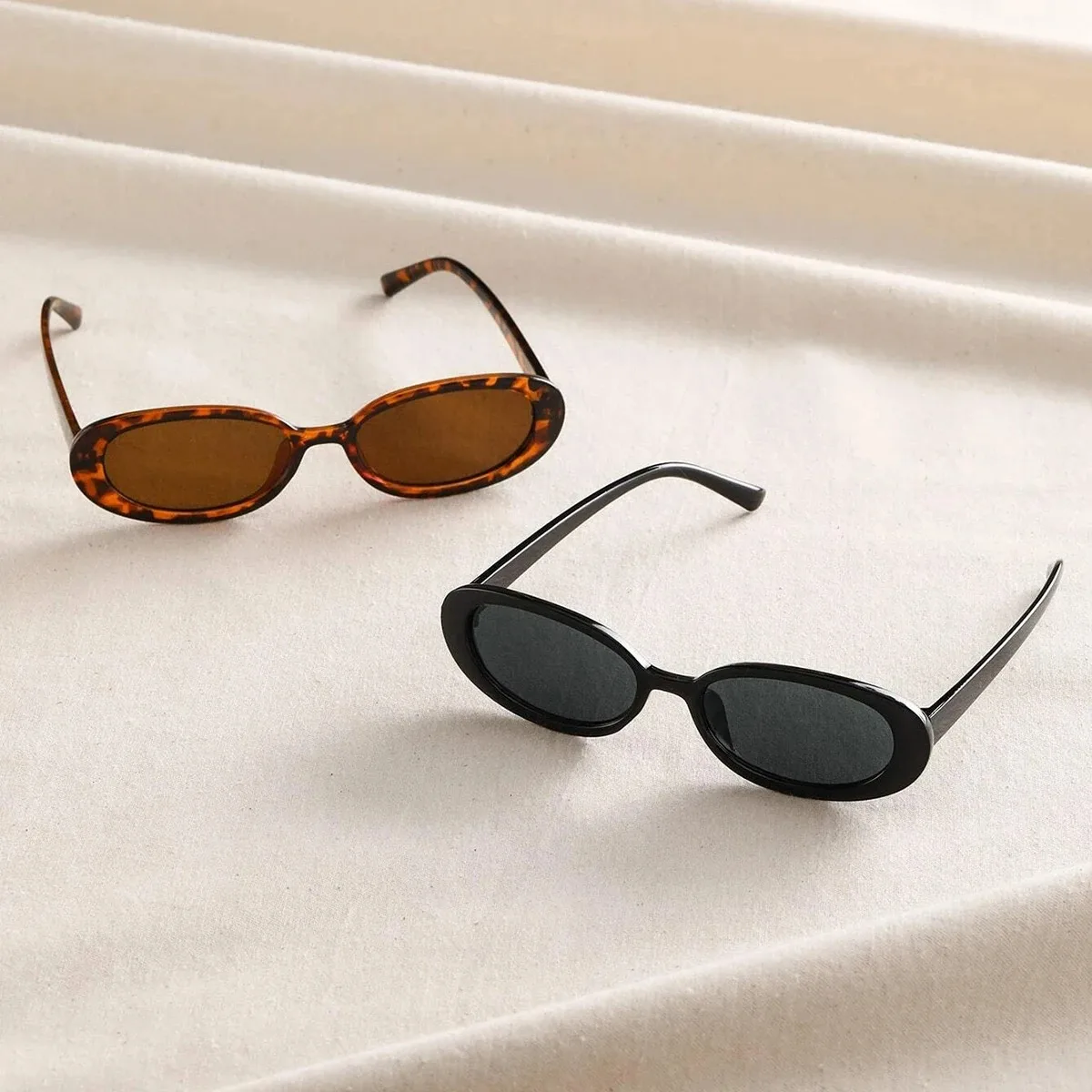 2 pièces femmes petites lunettes de soleil ovales Vintage femmes marque concepteur lunettes de soleil mode Protection UV nuances