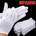 Gants de travail en coton blanc pour mains sèches, Film de manipulation, gants de SPA, de cérémonie, à haute élasticité, outils de nettoyage ménager, 10 pièces