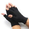 1 paire de gants noirs demi doigt sans doigts pour femmes et hommes, en tricot de laine, en coton, gants d'entraînement chauds d'hiver