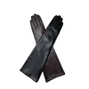 Gants longs en cuir véritable de 45CM, en peau de mouton véritable, doublure en soie fine, gants longs coudés, mode hiver pour femmes