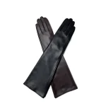 Gants longs en cuir véritable de 45CM, en peau de mouton véritable, doublure en soie fine, gants longs coudés, mode hiver pour femmes