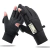 Gants chauds d&rsquo;hiver rabattables à deux doigts, imperméables, coupe-vent, pour écran tactile, cyclisme, Ski, pêche
