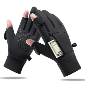 Gants chauds d&rsquo;hiver rabattables à deux doigts, imperméables, coupe-vent, pour écran tactile, cyclisme, Ski, pêche