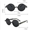lunettes de soleil gothiques steampunk pour hommes et femmes, verres ronds rouges, punk, monture métallique de haute qualité, nuances uv400