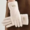 gants d'hiver élégants en daim pour femmes, fausse fourrure de vison, gants chauds et respectueux de la peau pour écran tactile, gants de transport doux et doux