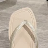 tongs de plage antidérapantes décontractées, semelle souple, pantoufles à rayures pour femmes, couleur unie, streetwear, sandales plates d'été pour la maison