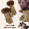 gants pour écran tactile pour femmes, fausse fourrure de lapin double couche douce pour une protection ultime par temps froid, coupe vent, résistant à l'eau