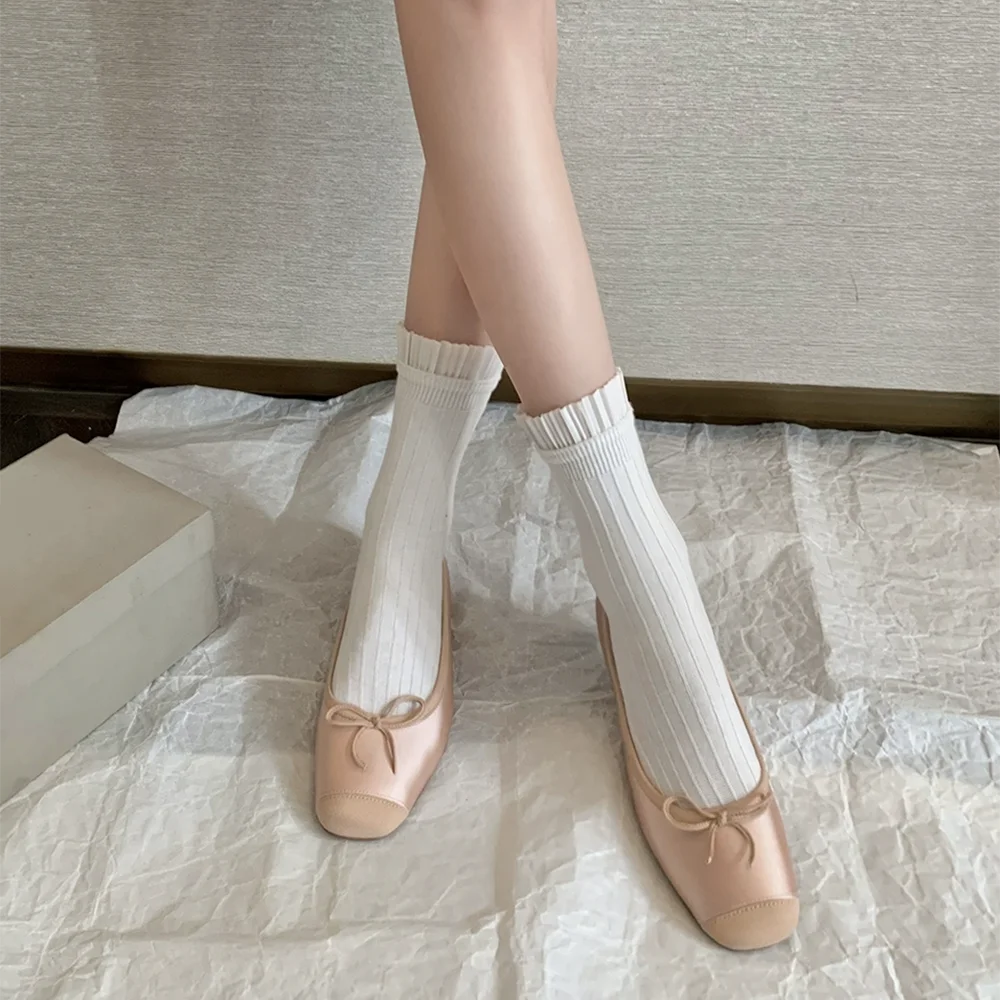 Ballerines en cuir véritable à la mode, bout rond, nœud papillon, belles chaussures pour femmes, chaussures plates de styliste de haute qualité, à enfiler