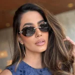 Petites lunettes de soleil ovales élégantes pour hommes et femmes, lettre «mm», sans monture, tendance populaire pour l&rsquo;extérieur, nuances de luxe, UV400, 2025