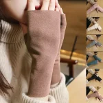 Gants demi-doigts sans doigts pour femme, mitaines en velours, écran tactile, chaud, cyclisme en plein air, hiver