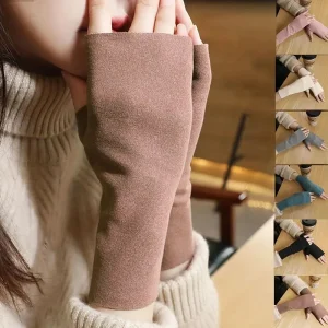 Gants demi-doigts sans doigts pour femme, mitaines en velours, écran tactile, chaud, cyclisme en plein air, hiver