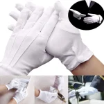 1 paire de gants de protection confortables pour le travail du jardin, gants de travail à domicile, gants blancs à haute élasticité pour adultes, gants en coton blanc