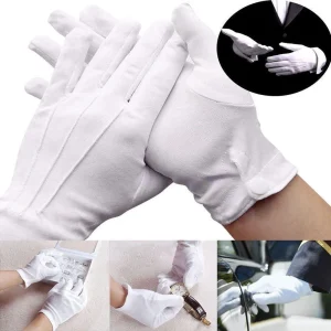 1 paire de gants de protection confortables pour le travail du jardin, gants de travail à domicile, gants blancs à haute élasticité pour adultes, gants en coton blanc