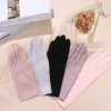 gants antidérapants à cinq doigts pour écran tactile en coton, couleur unie, mitaines d'extérieur pour femmes, gants de conduite, gants de protection solaire d'été