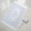 Tapis de prière de voyage pliable, tapis de prière musulman, mosquée, cadeau islamique idéal pour Hajj Umrah Ramadan Eid, tissu en taffetas