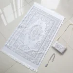Tapis de prière de voyage pliable, tapis de prière musulman, mosquée, cadeau islamique idéal pour Hajj Umrah Ramadan Eid, tissu en taffetas