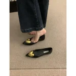 Chaussures simples noires élégantes à fond plat pour femmes, nouveau printemps automne/hiver, Style français, fond souple, confortables, pour les déplacements