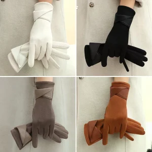 1 paire de gants en daim pour femmes, gants d&rsquo;hiver en velours, élégants pour écran tactile, équitation, conduite, garde au chaud en plein air, cadeau de noël