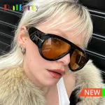 2025 lunettes de soleil pilote surdimensionnées pour femmes hommes Protection UV lunettes élégantes cadre épais Unique luxe concepteur lunettes de soleil ombre