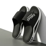 Sandales coulissantes à la mode pour hommes, pantoufles d&rsquo;été confortables à semelle plate, antidérapantes, pour vêtements d&rsquo;intérieur et d&rsquo;extérieur, chaussures de maison respirantes et tendance