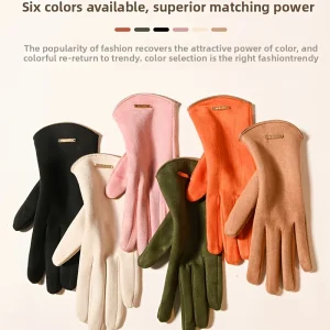 Gants d&rsquo;hiver pour femmes, gants en cuir suédé pour écran tactile avec doublure polaire chaude, cadeaux