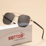 Lunettes de soleil en métal à la mode pour hommes et femmes, marque de styliste, conduite en plein air, haut de gamme, miroir, lunettes de pêche, soleil UV400