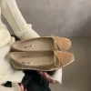 nouveau style de mode élégant velours ballerine chaussures femme luxe velours ballerines dames rétro bout rond nœud papillon peu profond mocassins