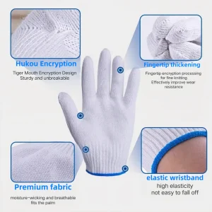 Gants de travail respirants en pur coton, 60/30/10 paires, gants épais résistants à l&rsquo;usure et antidérapants, gants de nettoyage ménager
