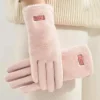 gants d'hiver élégants en daim pour femmes, fausse fourrure de vison, gants chauds et respectueux de la peau pour écran tactile, gants de transport doux et doux