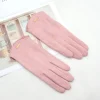 gants pour écran tactile pour femmes, mitaines à la mode, automne hiver, chaud, fin, cachemire, solide, cyclisme, tissu en daim, élégant, coupe vent