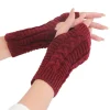 gants d'hiver chauffe mains pour femmes, mitaine en fausse laine tricotée, à la mode, chauds, sans doigts, nouvelle collection