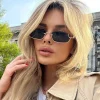 Petites lunettes de soleil carrées pour femmes, demi-monture en métal, nuances vintage, lunettes Hip Hop, lunettes de cyclisme