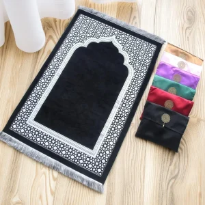 Tapis de prière musulman avec sac Portable perles musulmanes pour femmes hommes tapis doux Islam cadeaux ensemble turc pour Ramadan Eid Hajj tapis de voyage