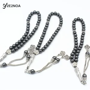 Tasbih-Bracelet en Pierre Hématite Naturelle, 33 Perles, Accessoire Islamique, Bijoux en Turquie, Misbaha