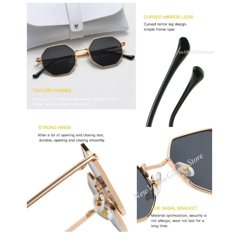Lunettes De soleil pour femmes lunettes De soleil en métal polygone cadre Vintage hommes marque De luxe Design lunettes De soleil femmes miroir Gafas De Sol Uv400