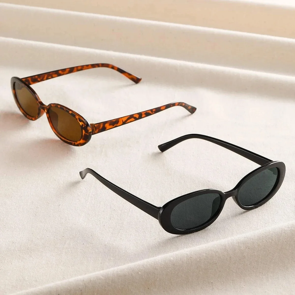 2 pièces femmes petites lunettes de soleil ovales Vintage femmes marque concepteur lunettes de soleil mode Protection UV nuances