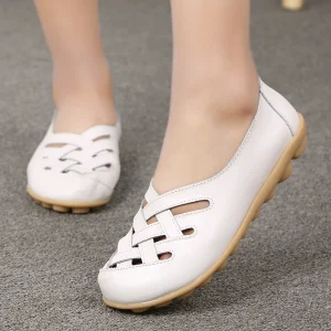 Chaussures plates pour femmes confortables en cuir véritable chaussures plates femme Slipony mocassins chaussures de Ballet femme mocassins grande taille 35-44 Chaussures plates pour femmes confortables en cuir véritable chaussures plates femme Slipony mocassins chaussures de Ballet femme mocassins grande taille 35-44
