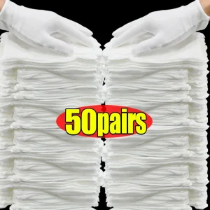 Gants de travail en coton doux blanc pour mains sèches, Film de manipulation, gants de SPA, gants de cérémonie à haute élasticité, outils de nettoyage ménager
