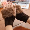 gants sans doigts pour femmes, peluche mignonne, chaud, doux, confortable, court, coupe vent d'hiver, résistant au froid, costume, cadeau de fête pour dames
