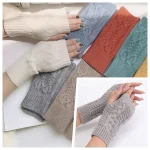 2025 nouvelles femmes chauffe-mains Gants d&rsquo;hiver mode tricot fausse laine mitaine chaud sans doigts Gant Gants Femme femmes Gants