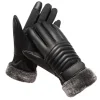 gants d'hiver pour hommes, bouche en fourrure, gants isolants en peluche, cyclisme en plein air, moto, gants en coton pour écran tactile pu