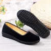 chaussures plates confortables chaussures de travail à fond souple pour femmes chaussures de protocole d'hôtel bouche noire chaussures de maman à bouche basse bout rond ligne de coton
