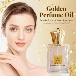 Hareem Al Sultan Golden Perfume Oil – Parfum arabe de luxe avec Oud, Ambre et Rose, parfum longue durée pour femmes et hommes