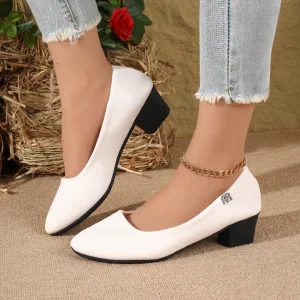 Chaussures plates à semelle souple pour femmes, chaussures de travail à bout pointu et à talons bas, escarpins classiques et confortables pour les déplacements au bureau, nouvelle collection 2025