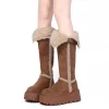 Chaussures plates d&rsquo;hiver plate-forme femmes fourrure bottes de neige chaussures en coton chaud 2025 décontracté en peluche bottes longues Sport chaussures de marche Chelsea Botas dame