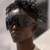 lunettes de soleil surdimensionnées pour hommes, anti vent, grandes nuances, mode futuriste, bouclier futuriste, uv400, cyclisme moto